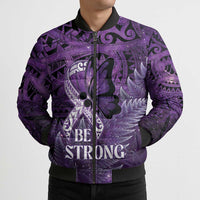 Lupus Awareness Month New Zealand Bomber Puffer Jacket Be Strong Warrior Maori Silver Fern LT14 - Polynesian Pride