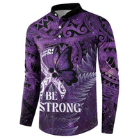 Lupus Awareness Month New Zealand Button Sweatshirt Be Strong Warrior Maori Silver Fern LT14 - Polynesian Pride