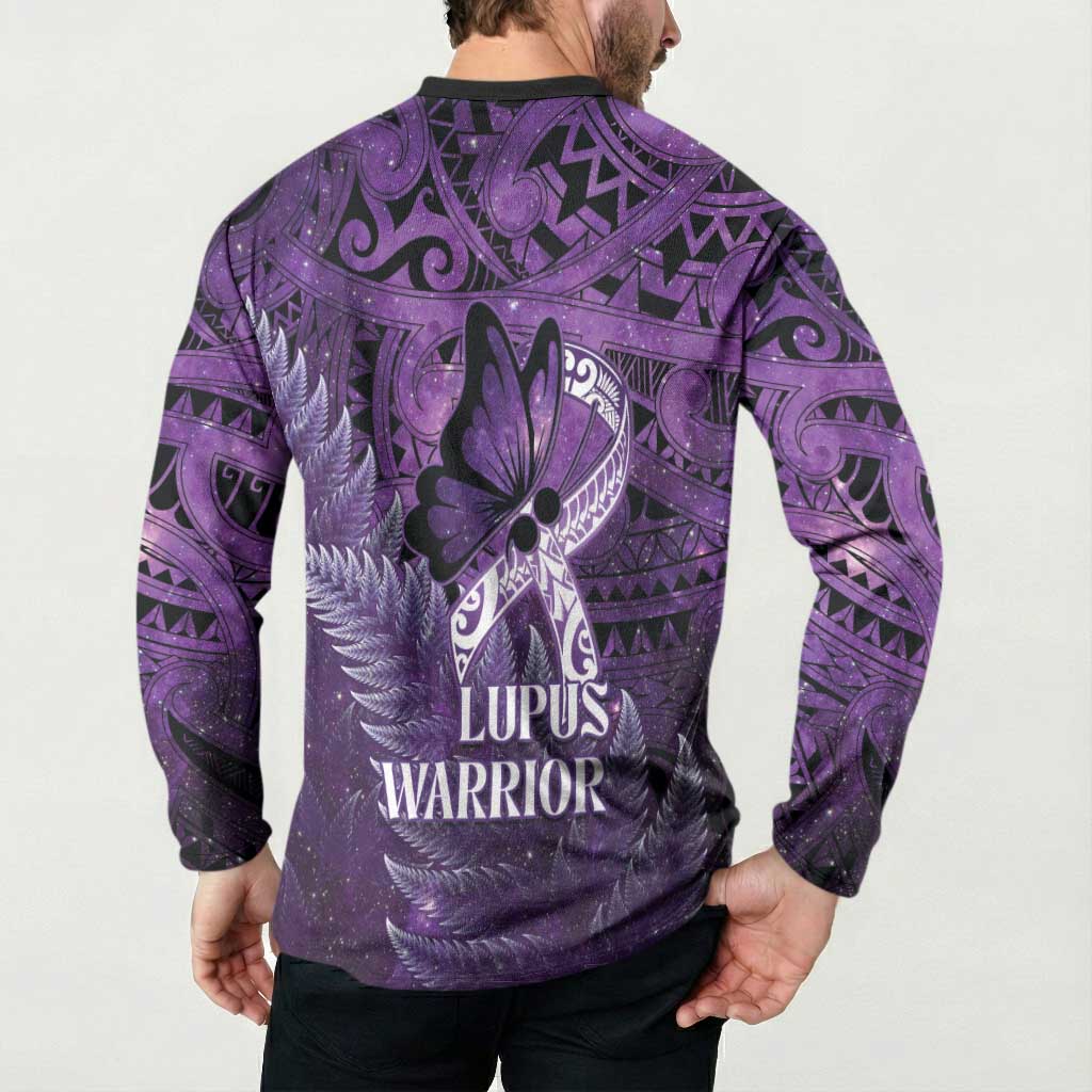 Lupus Awareness Month New Zealand Button Sweatshirt Be Strong Warrior Maori Silver Fern LT14 - Polynesian Pride