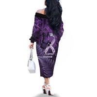 Lupus Awareness Month New Zealand Family Matching Off The Shoulder Long Sleeve Dress and Hawaiian Shirt Be Strong Warrior Maori Silver Fern