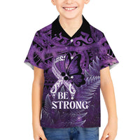 Lupus Awareness Month New Zealand Family Matching Off The Shoulder Long Sleeve Dress and Hawaiian Shirt Be Strong Warrior Maori Silver Fern