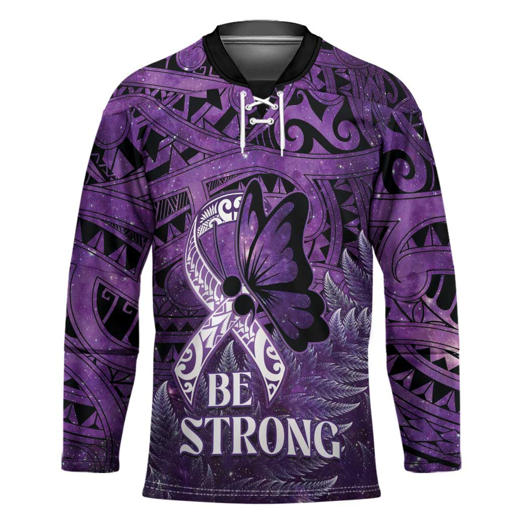Lupus Awareness Month New Zealand Hockey Jersey Be Strong Warrior Maori Silver Fern LT14 Unisex Purple - Polynesian Pride