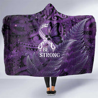 Lupus Awareness Month New Zealand Hooded Blanket Be Strong Warrior Maori Silver Fern LT14 One Size Purple - Polynesian Pride