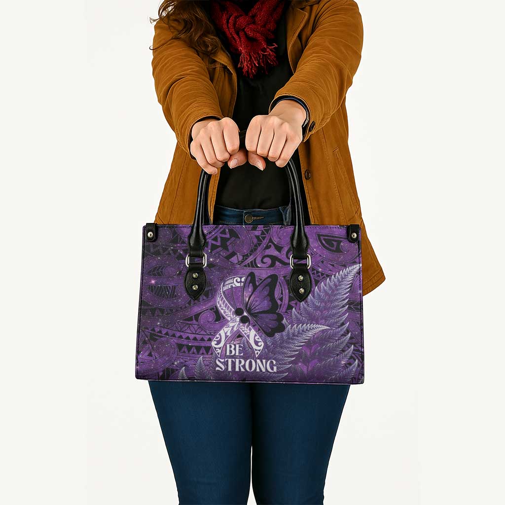 Lupus Awareness Month New Zealand Leather Bag Be Strong Warrior Maori Silver Fern LT14 - Polynesian Pride