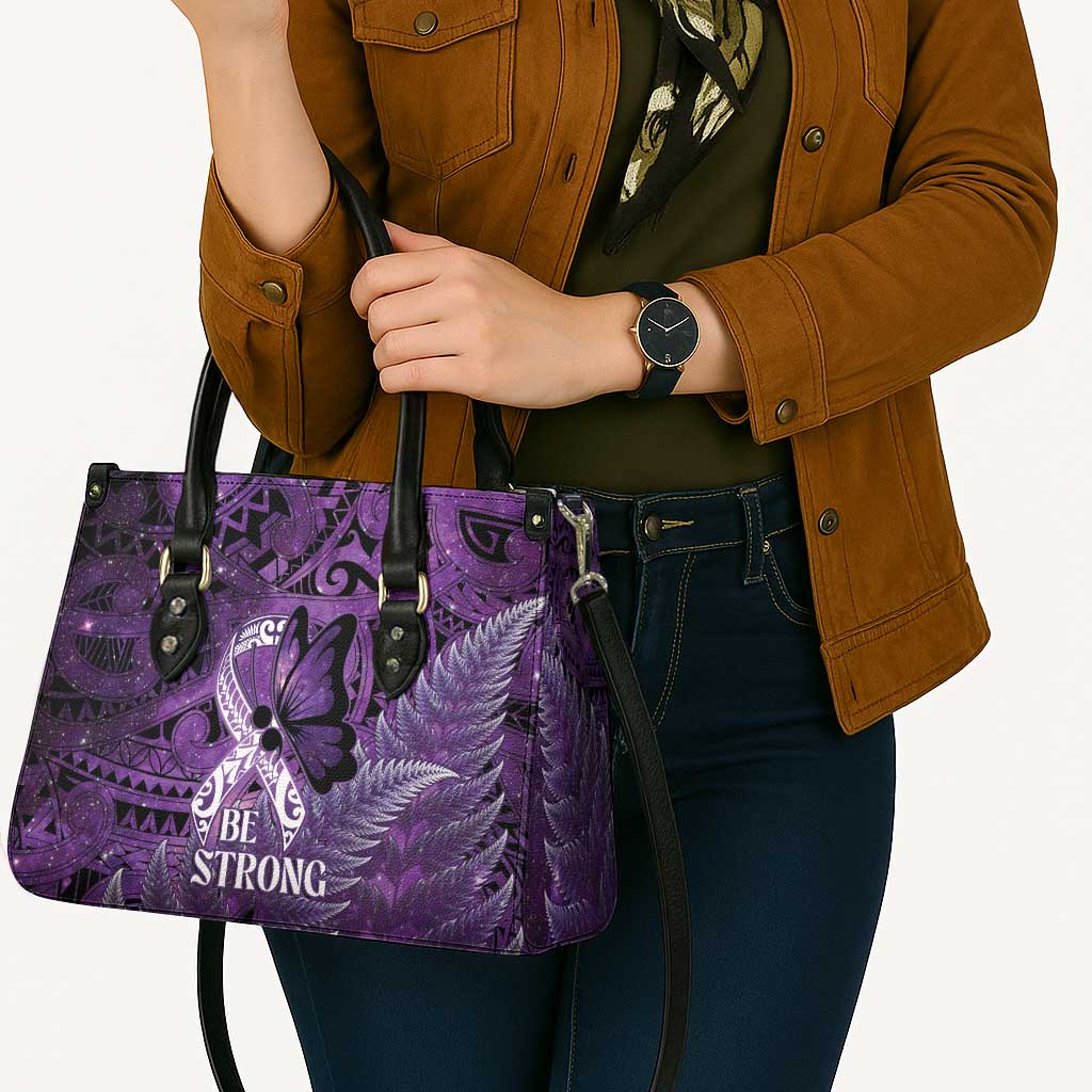 Lupus Awareness Month New Zealand Leather Bag Be Strong Warrior Maori Silver Fern LT14 - Polynesian Pride