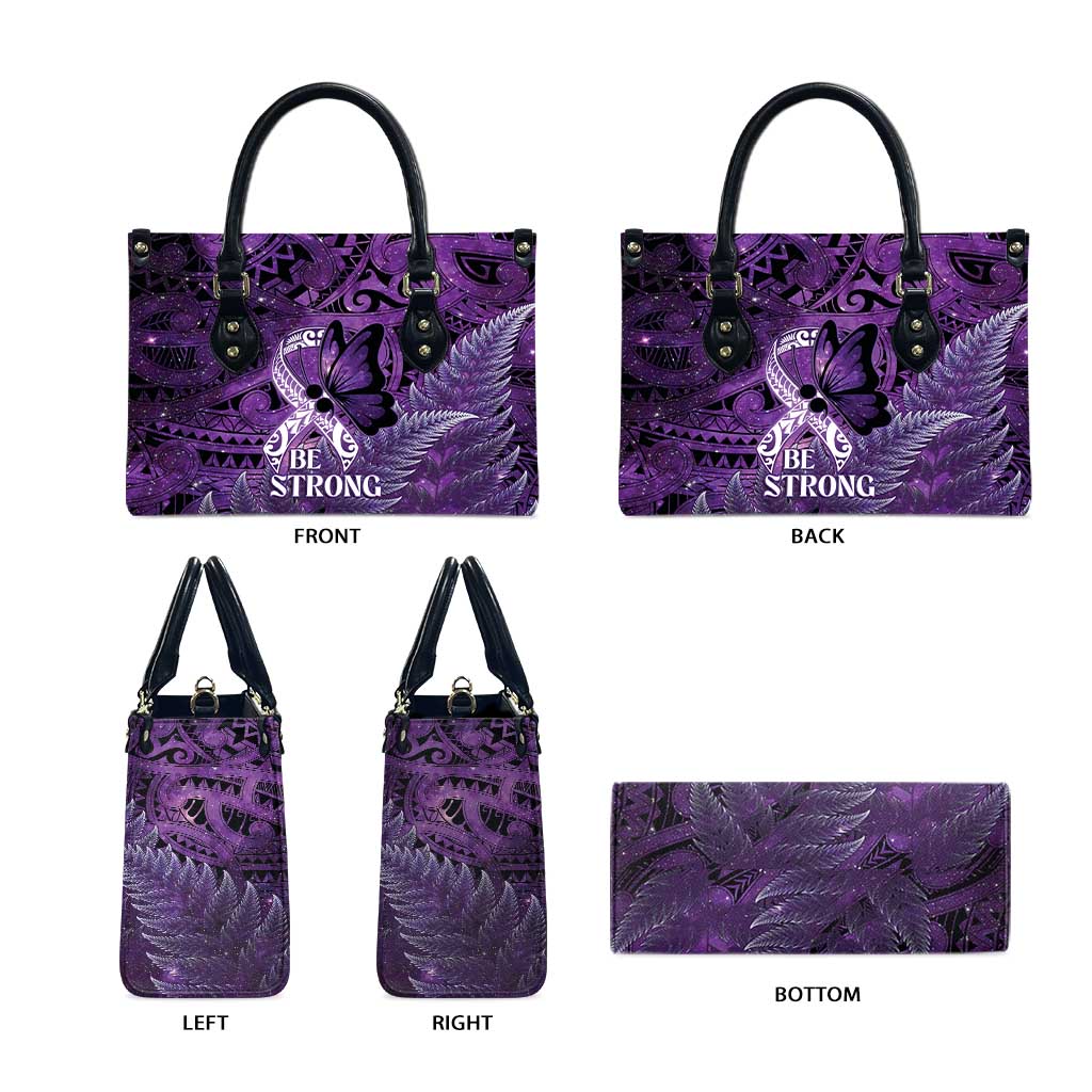 Lupus Awareness Month New Zealand Leather Bag Be Strong Warrior Maori Silver Fern LT14 - Polynesian Pride