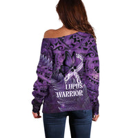 Lupus Awareness Month New Zealand Off Shoulder Sweater Be Strong Warrior Maori Silver Fern LT14 - Polynesian Pride