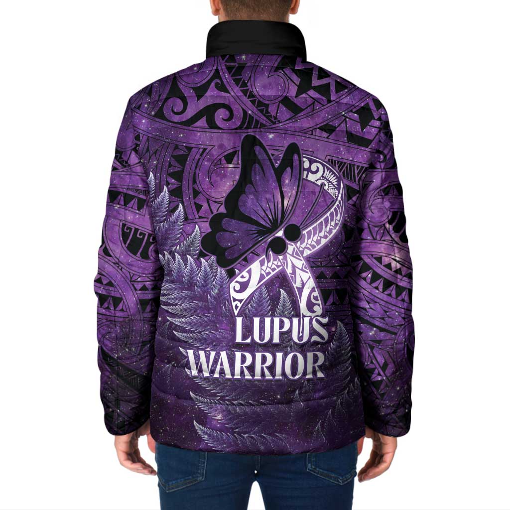 Lupus Awareness Month New Zealand Padded Jacket Be Strong Warrior Maori Silver Fern LT14 - Polynesian Pride