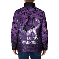 Lupus Awareness Month New Zealand Padded Jacket Be Strong Warrior Maori Silver Fern LT14 - Polynesian Pride