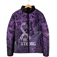 Lupus Awareness Month New Zealand Padded Jacket Be Strong Warrior Maori Silver Fern LT14 - Polynesian Pride