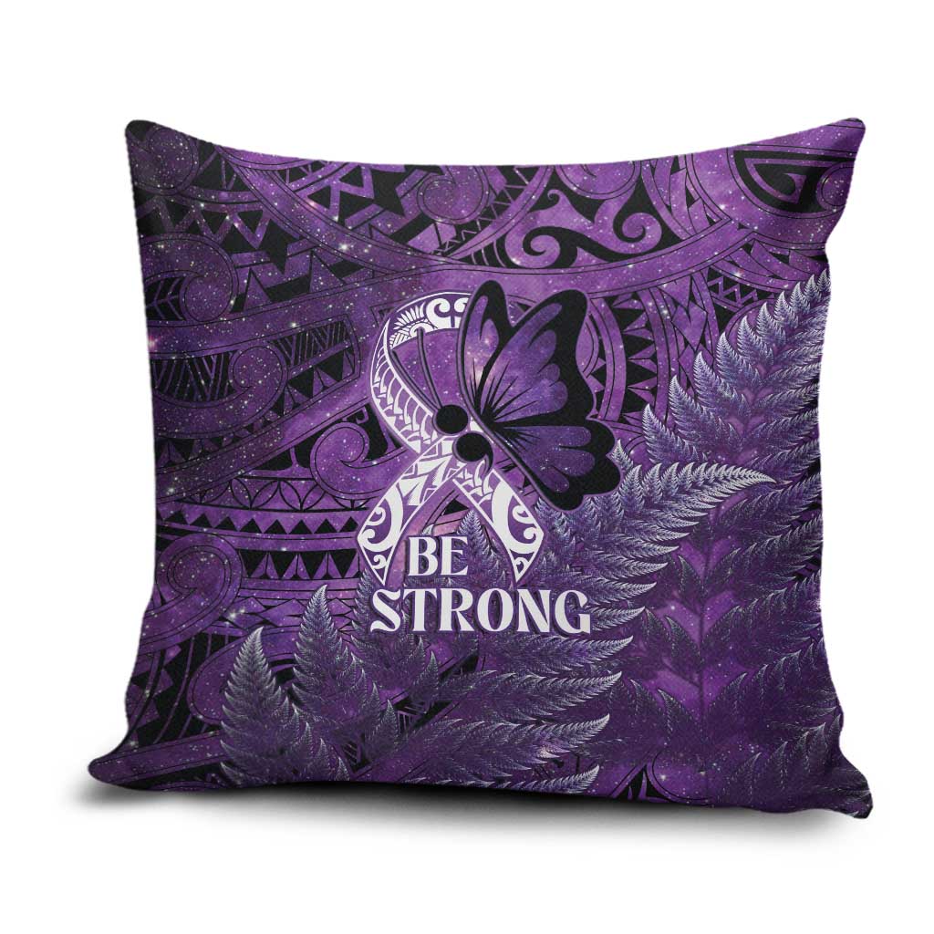 Lupus Awareness Month New Zealand Pillow Cover Be Strong Warrior Maori Silver Fern LT14 Purple - Polynesian Pride