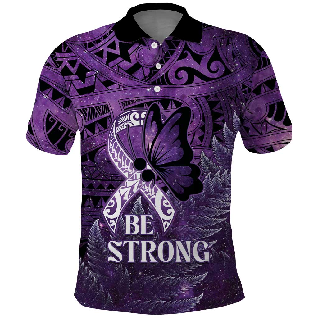 Lupus Awareness Month New Zealand Polo Shirt Be Strong Warrior Maori Silver Fern LT14 Purple - Polynesian Pride