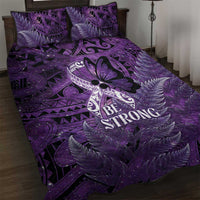 Lupus Awareness Month New Zealand Quilt Bed Set Be Strong Warrior Maori Silver Fern LT14 Purple - Polynesian Pride