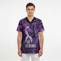 Lupus Awareness Month New Zealand Scrub Top Be Strong Warrior Maori Silver Fern LT14 - Polynesian Pride