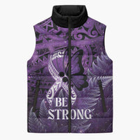 Lupus Awareness Month New Zealand Sleeveless Puffer Jacket Be Strong Warrior Maori Silver Fern