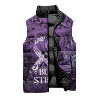 Lupus Awareness Month New Zealand Sleeveless Puffer Jacket Be Strong Warrior Maori Silver Fern