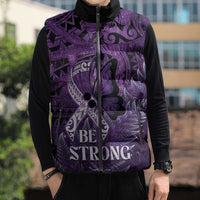 Lupus Awareness Month New Zealand Sleeveless Puffer Jacket Be Strong Warrior Maori Silver Fern