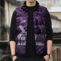 Lupus Awareness Month New Zealand Sleeveless Puffer Jacket Be Strong Warrior Maori Silver Fern