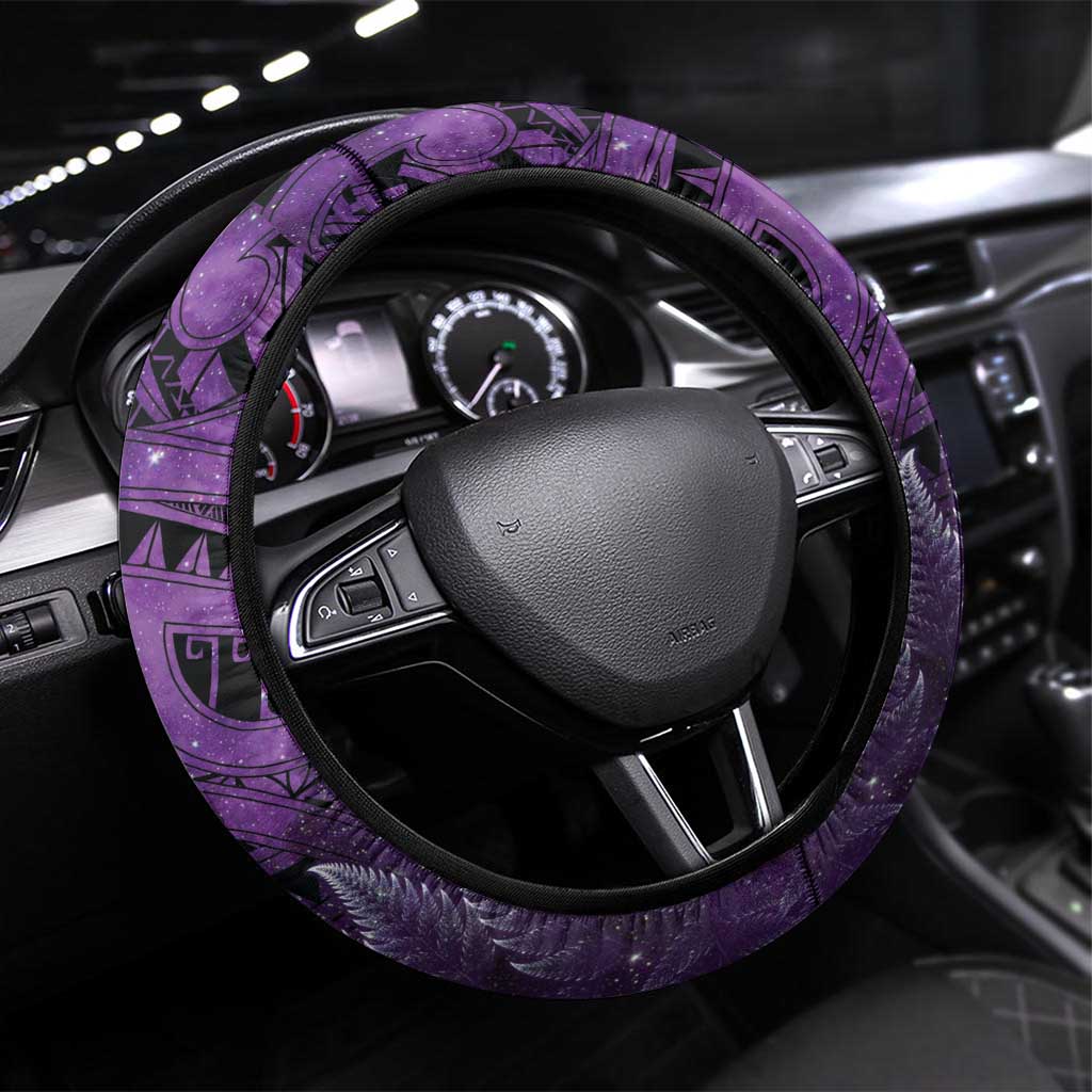 Lupus Awareness Month New Zealand Steering Wheel Cover Be Strong Warrior Maori Silver Fern LT14 Universal Fit Purple - Polynesian Pride