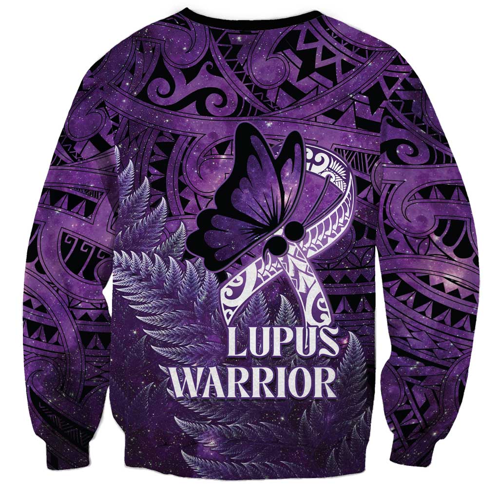 Lupus Awareness Month New Zealand Sweatshirt Be Strong Warrior Maori Silver Fern LT14 - Polynesian Pride