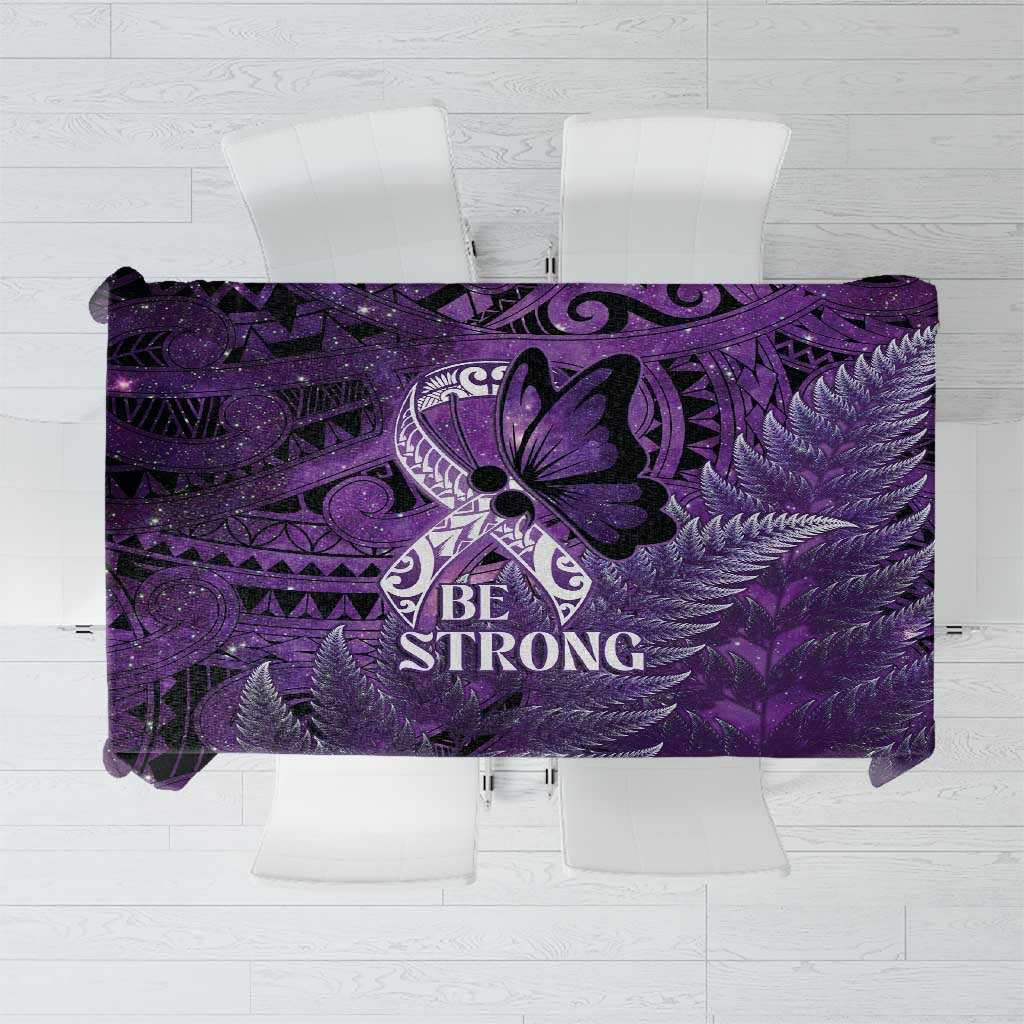 Lupus Awareness Month New Zealand Tablecloth Be Strong Warrior Maori Silver Fern LT14 Purple - Polynesian Pride