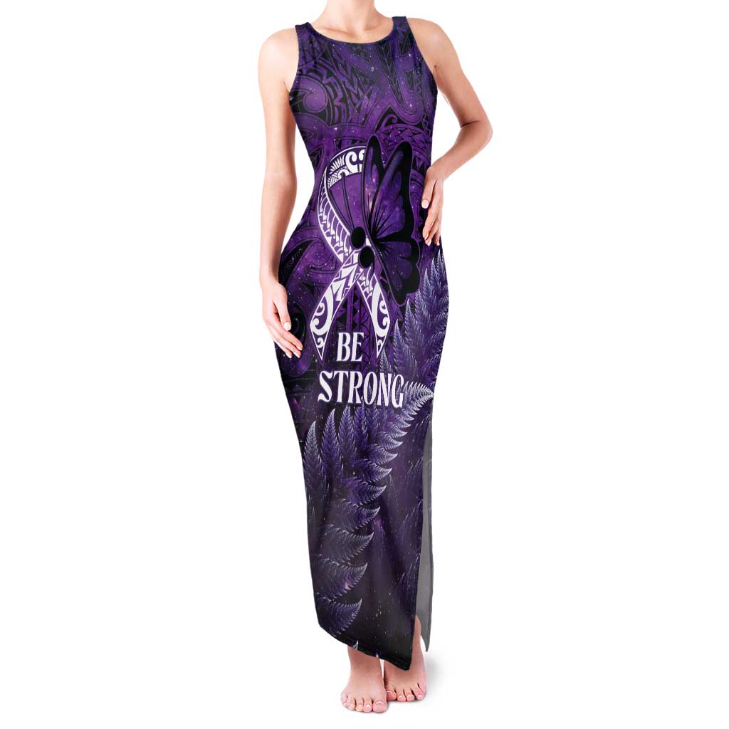 Lupus Awareness Month New Zealand Tank Maxi Dress Be Strong Warrior Maori Silver Fern LT14 Women Purple - Polynesian Pride