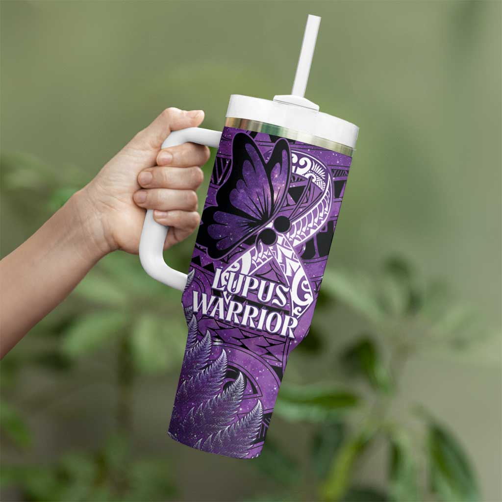 Lupus Awareness Month New Zealand Tumbler With Handle Be Strong Warrior Maori Silver Fern