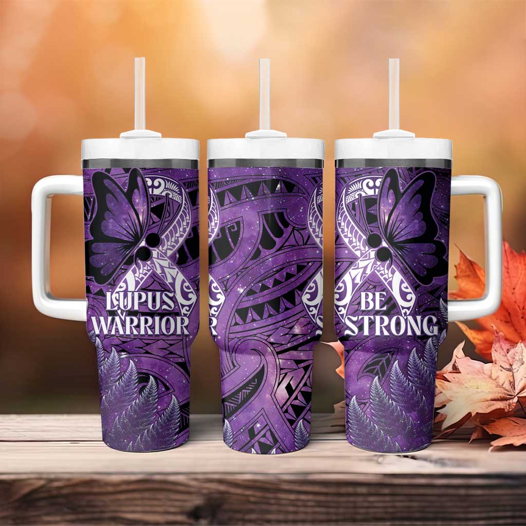 Lupus Awareness Month New Zealand Tumbler With Handle Be Strong Warrior Maori Silver Fern