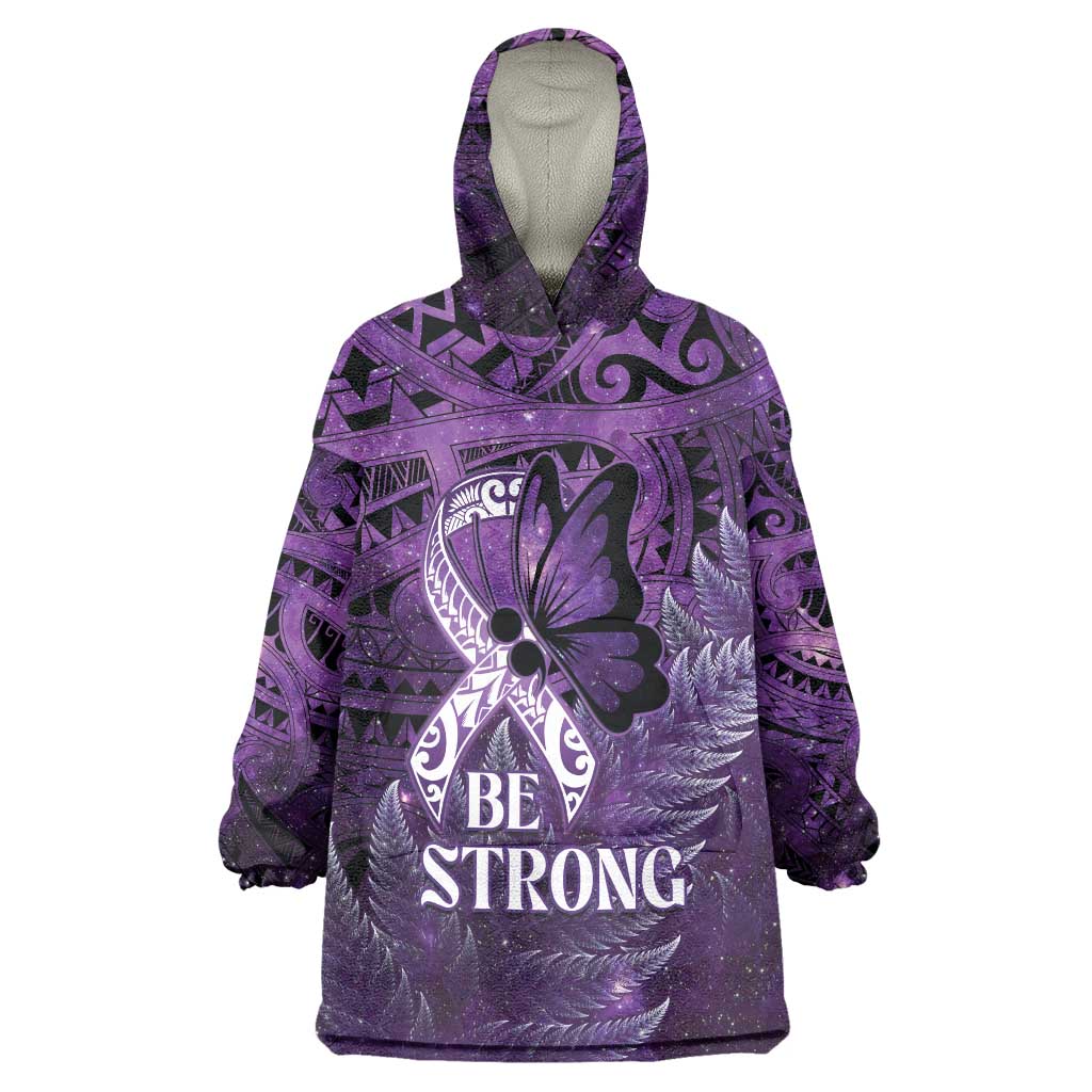 Lupus Awareness Month New Zealand Wearable Blanket Hoodie Be Strong Warrior Maori Silver Fern LT14 One Size Purple - Polynesian Pride