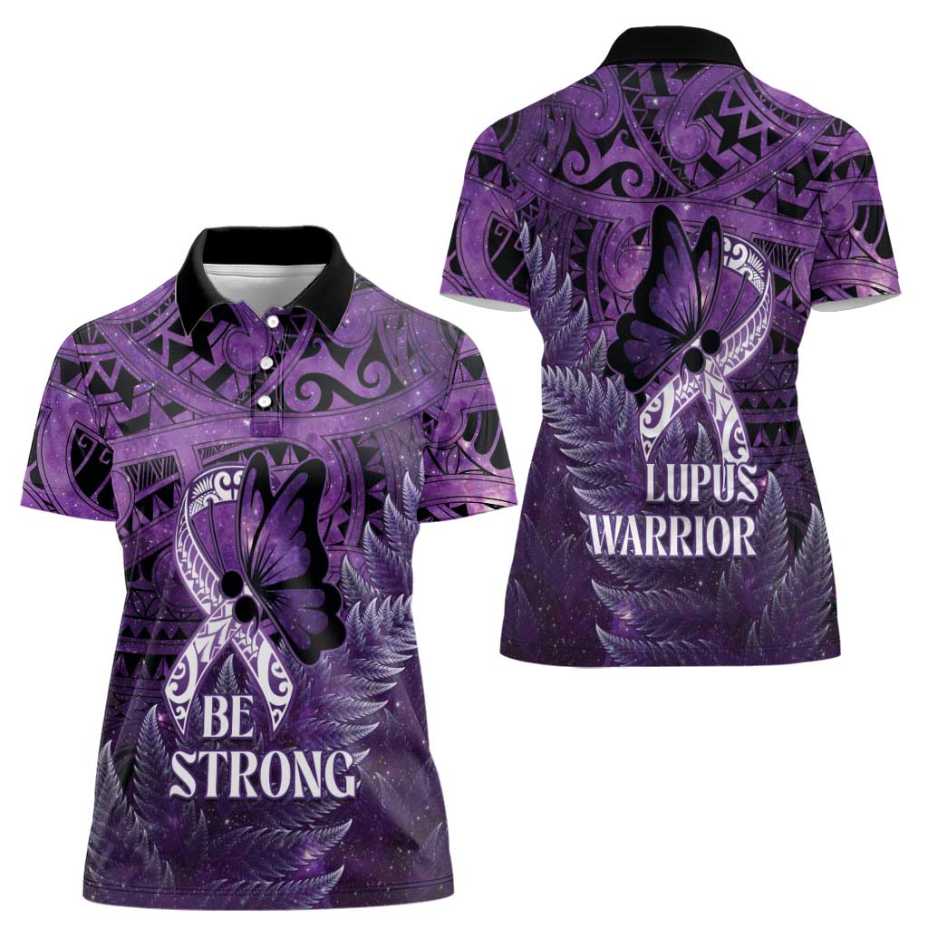 Lupus Awareness Month New Zealand Women Polo Shirt Be Strong Warrior Maori Silver Fern