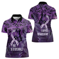 Lupus Awareness Month New Zealand Women Polo Shirt Be Strong Warrior Maori Silver Fern