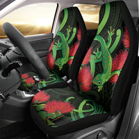 New Zealand Gecko Car Seat Cover Aotearoa Maori With Pohutukawa Flowers