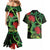 New Zealand Gecko Couples Matching Mermaid Dress and Hawaiian Shirt Aotearoa Maori With Pohutukawa Flowers