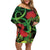 New Zealand Gecko Family Matching Off Shoulder Short Dress and Hawaiian Shirt Aotearoa Maori With Pohutukawa Flowers