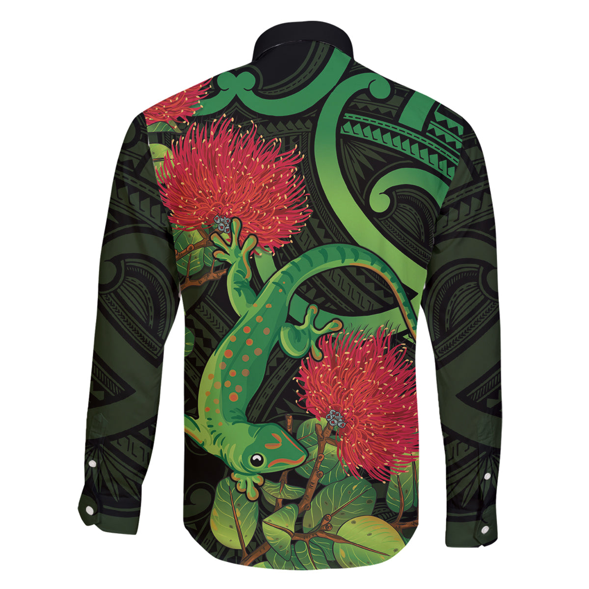 New Zealand Gecko Family Matching Summer Maxi Dress and Hawaiian Shirt Aotearoa Maori With Pohutukawa Flowers