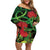 New Zealand Gecko Off Shoulder Short Dress Aotearoa Maori With Pohutukawa Flowers