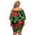 New Zealand Gecko Off Shoulder Short Dress Aotearoa Maori With Pohutukawa Flowers