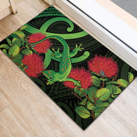 New Zealand Gecko Rubber Doormat Aotearoa Maori With Pohutukawa Flowers LT14 - Polynesian Pride