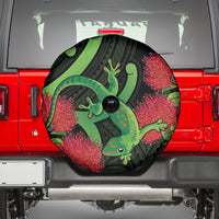 New Zealand Gecko Spare Tire Cover Aotearoa Maori With Pohutukawa Flowers