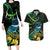 New Zealand Tui Bird Couples Matching Long Sleeve Bodycon Dress and Hawaiian Shirt Aotearoa Maori With Kowhai Flowers