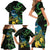 New Zealand Tui Bird Family Matching Short Sleeve Bodycon Dress and Hawaiian Shirt Aotearoa Maori With Kowhai Flowers