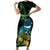 New Zealand Tui Bird Family Matching Short Sleeve Bodycon Dress and Hawaiian Shirt Aotearoa Maori With Kowhai Flowers