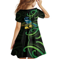 New Zealand Tui Bird Family Matching Summer Maxi Dress and Hawaiian Shirt Aotearoa Maori With Kowhai Flowers