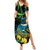 New Zealand Tui Bird Family Matching Summer Maxi Dress and Hawaiian Shirt Aotearoa Maori With Kowhai Flowers