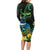 New Zealand Tui Bird Long Sleeve Bodycon Dress Aotearoa Maori With Kowhai Flowers