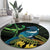 New Zealand Tui Bird Round Carpet Aotearoa Maori With Kowhai Flowers