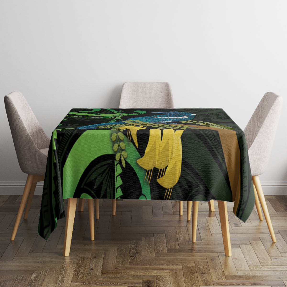 New Zealand Tui Bird Tablecloth Aotearoa Maori With Kowhai Flowers LT14 - Polynesian Pride