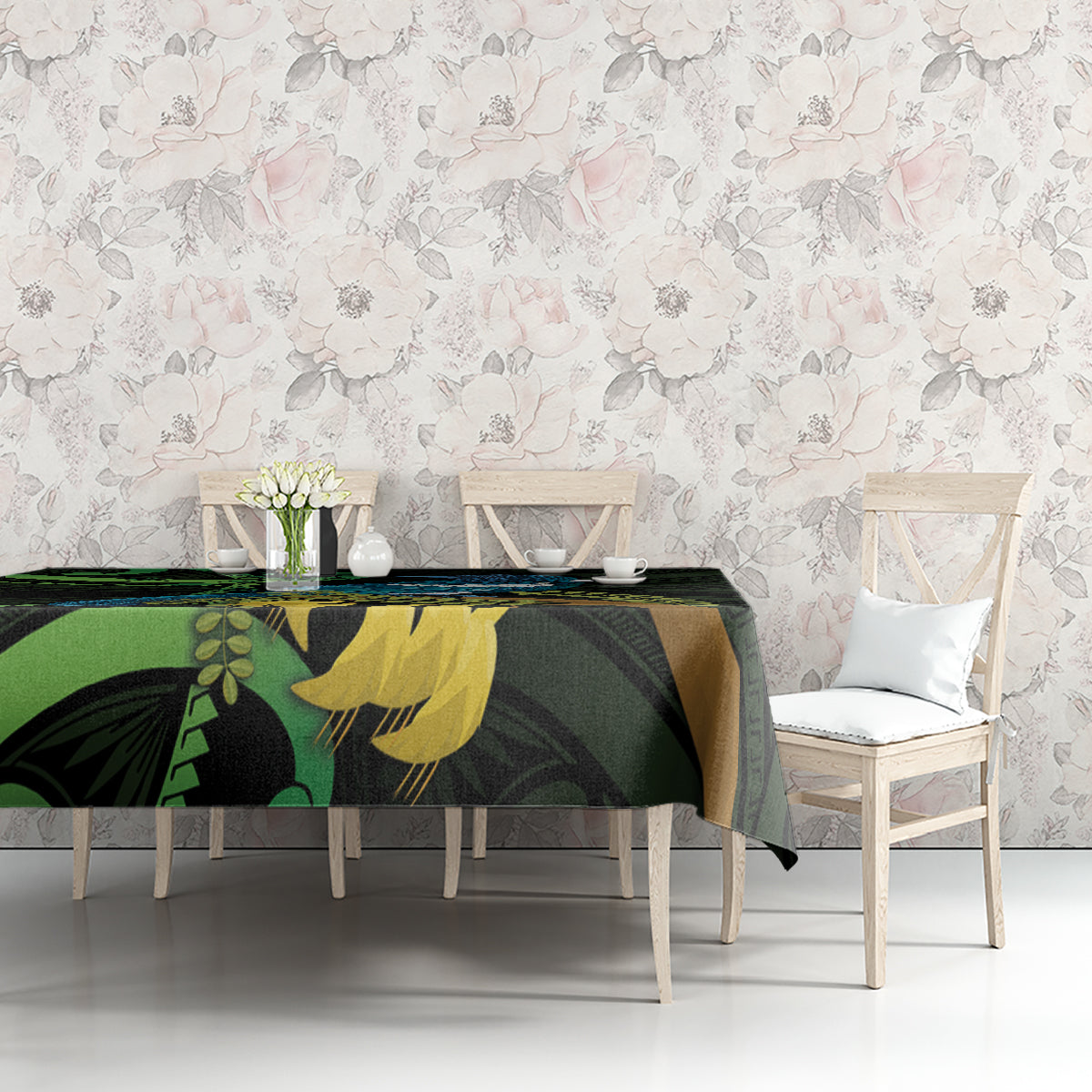 New Zealand Tui Bird Tablecloth Aotearoa Maori With Kowhai Flowers LT14 - Polynesian Pride