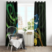 New Zealand Tui Bird Window Curtain Aotearoa Maori With Kowhai Flowers LT14 - Polynesian Pride