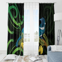 New Zealand Tui Bird Window Curtain Aotearoa Maori With Kowhai Flowers LT14 - Polynesian Pride